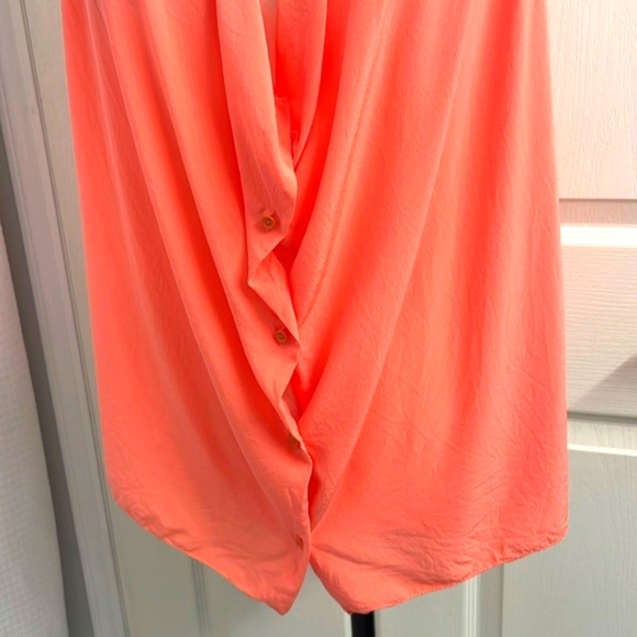 Wilfred Light Orange Draped Sleeveless Button Down Tank Top 100% Silk - Picture 3 of 7